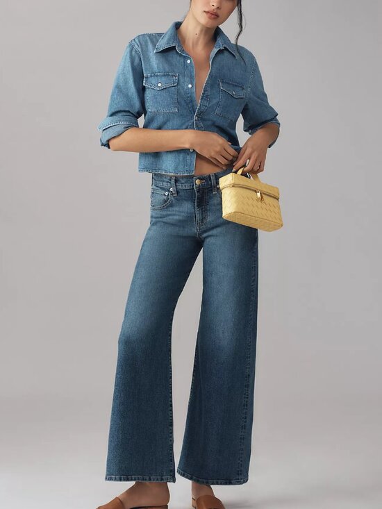 Etica Denim - ETICA ROMI Mid Rise Wide Leg Denim Jeans Medium Wash 28